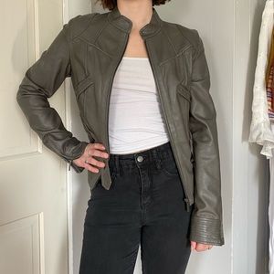 Zara Basic Grey Leather Jacket